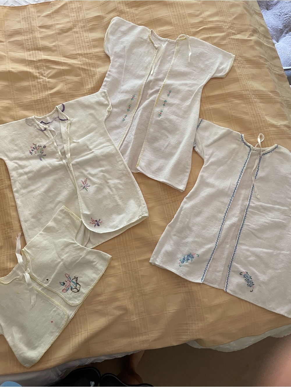 Cream Embroidered Top - Soft Tie-Front Sleep Shirt